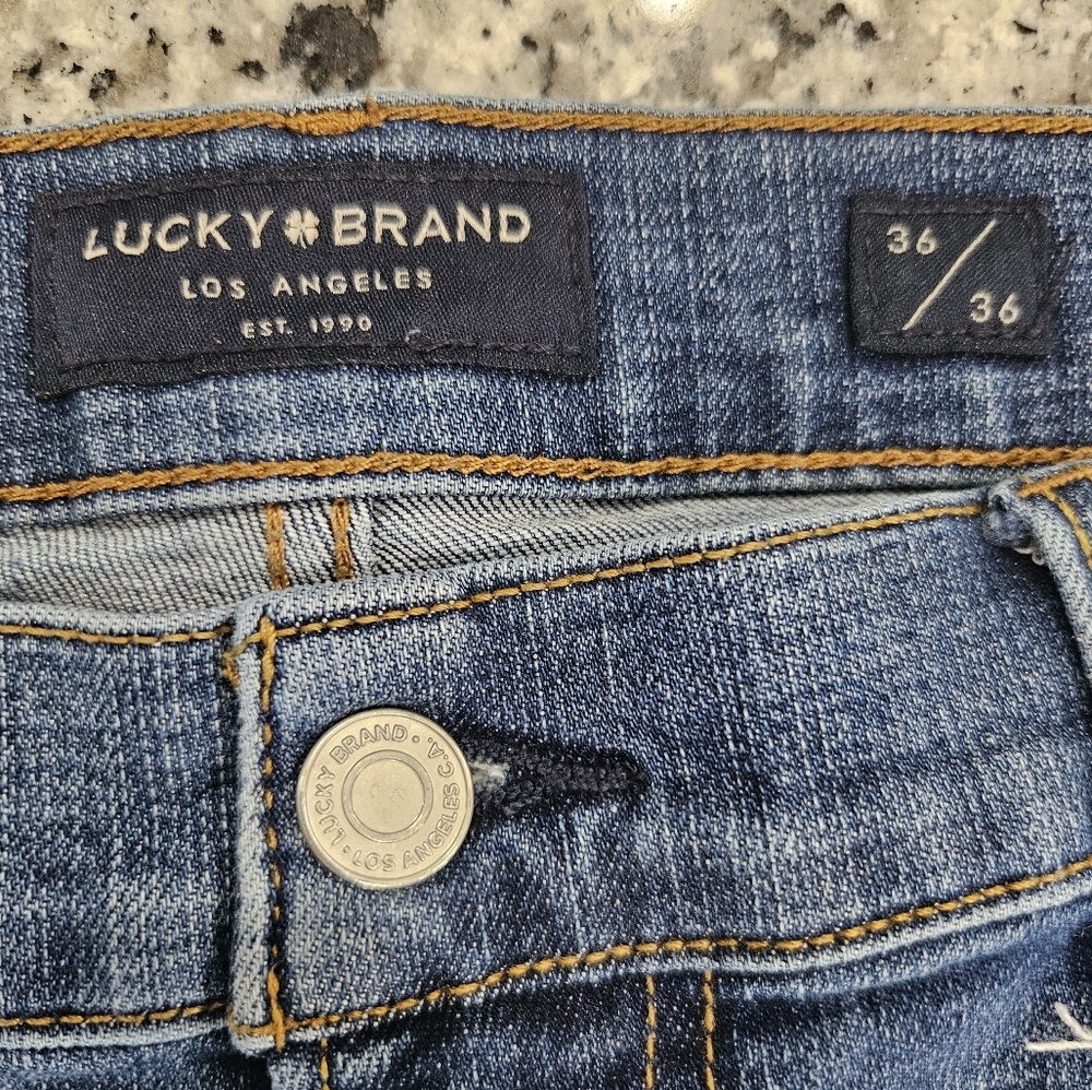 Lucky 410 Athletic Slim Blue Jeans with Classic Fading - Picture 3 of 11